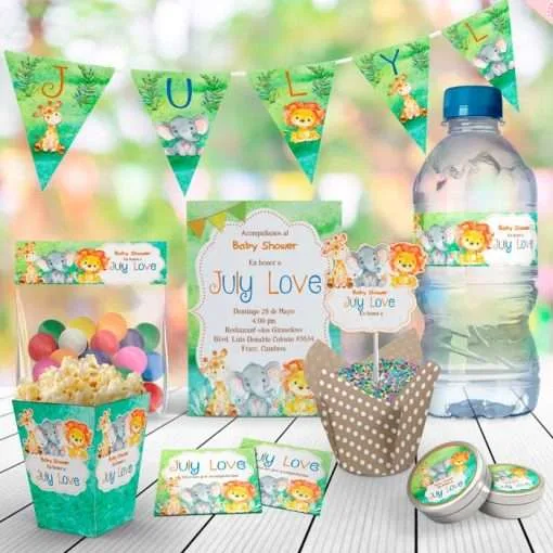 Kit Imprimible Baby Shower Jungla