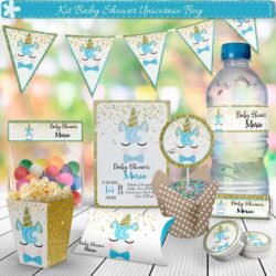 Kit Imprimible Baby Shower Unicornio Boy