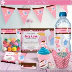 Kit Imprimible Cigueña Rosa