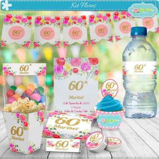 Kit Imprimible Flores Cumpleaños
