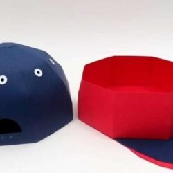 Plantilla caja gorra de béisbol 3D