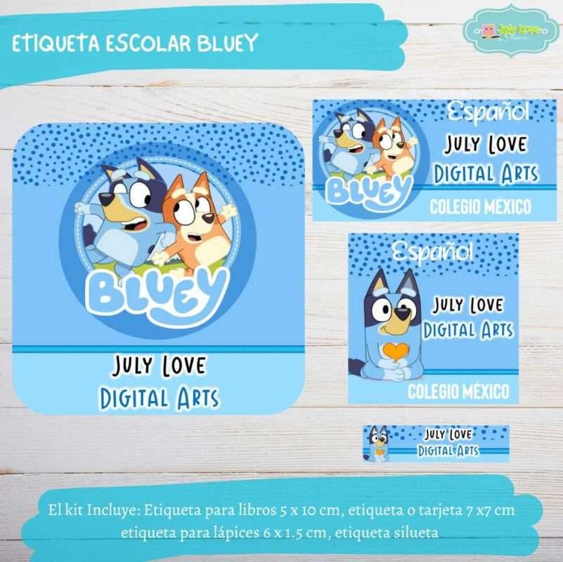 Etiqueta Escolar Bluey - July love kits