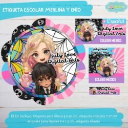 Etiqueta Escolar Merlína y Enid