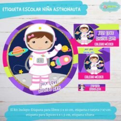 Etiqueta Escolar Niña Astronauta