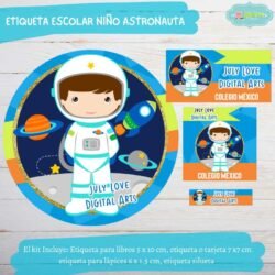 Etiqueta Escolar Niño Astronauta