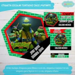 Etiqueta Escolar Tortugas Caos Mutante