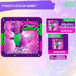 Etiqueta Escolar Barney