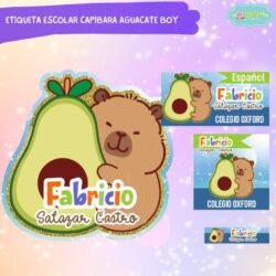 Etiqueta Escolar Capibara Aguacate Boy