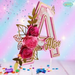 Cake Topper Alfabeto Floral