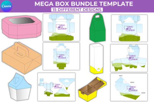 Kit de 15 Plantillas de Canva Mega cajas