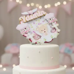 Cake Topper Bautizo Rosa
