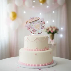 Alternative view of Cake Topper Bautizo Rosa