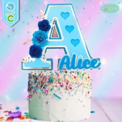 Cake Topper Alfabeto floral Azul