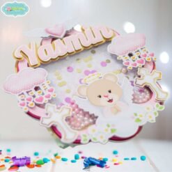 Cake Topper Bautizo Rosa