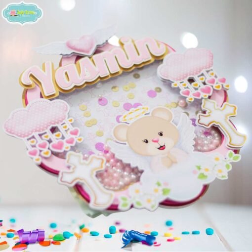 Cake Topper Bautizo Rosa