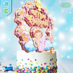 Cake Topper Bautizo Rosa