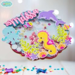 Cake Topper Fondo de Mar Rosa