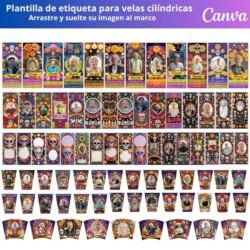 Etiquetas de velas en Canva del Día de los Muertos