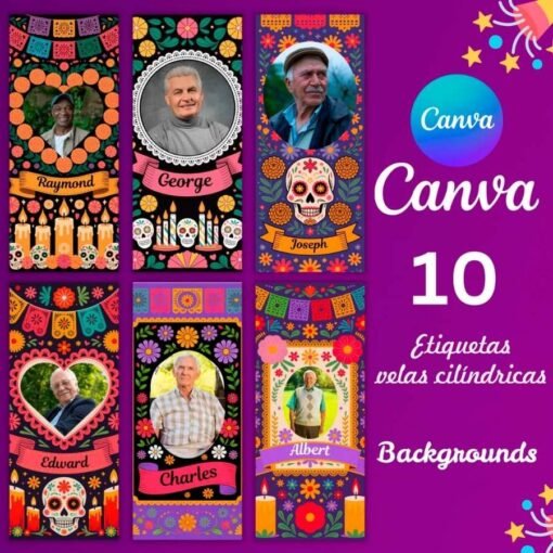 Etiquetas de velas del Día de los Muertos - Imagen 6