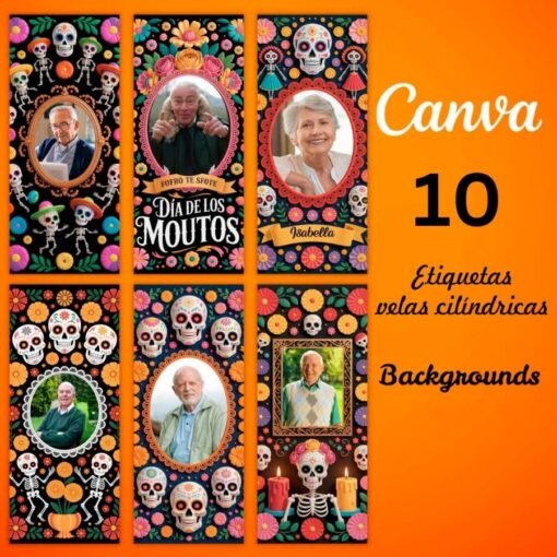 Etiquetas de velas del Día de los Muertos - Imagen 8
