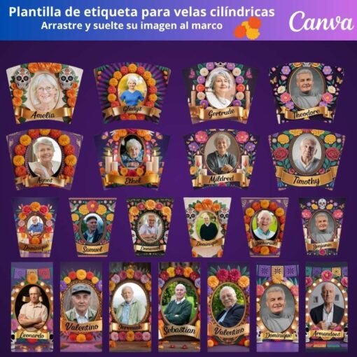 Etiquetas de velas del Día de los Muertos - Imagen 5