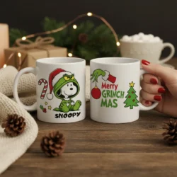 Alternative view of Plantilla para Taza Snoopy Merry Grinchmas