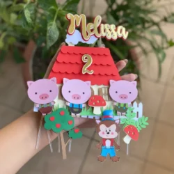 Alternative view of Cake Topper Cerditos y Lobo