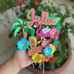 Alternative view of Cake Topper Flamingos