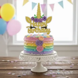 Alternative view of Cake Topper Unicorn Happy Birthday