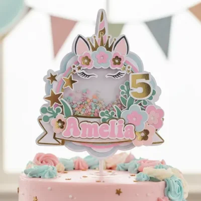 Cake Topper Unicornio Mágico Shaker