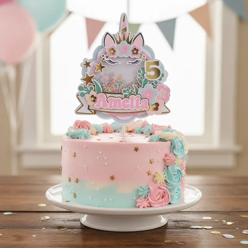 Cake Topper Unicornio Mágico Shaker - Imagen 2