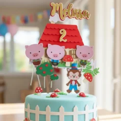 Cake Topper Cerditos y Lobo