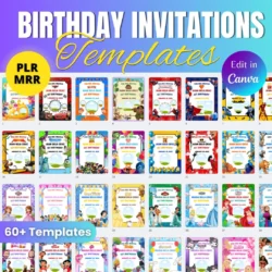 Alternative view of Editable Canva Birthday Invitation Bundle 60+ Designs