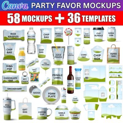 Party Favor Mockups 58 Mockups+36 Templates in Canva