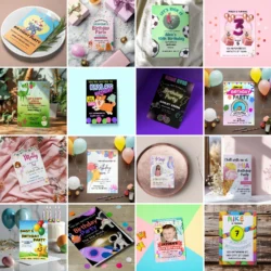 Alternative view of 50 plantillas editables de invitaciones de cumpleaños infantiles en Canva