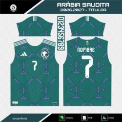Plantillas Jersey Arábia Saudita 2026.2027 + Tipografía