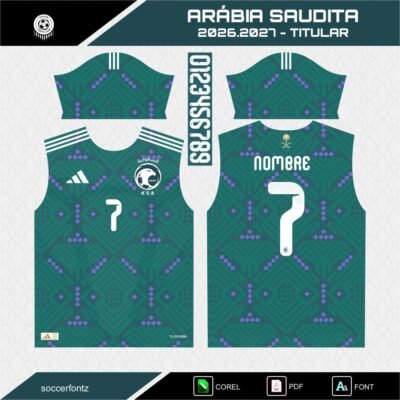 Plantillas Jersey Arábia Saudita 2026.2027 + Tipografía