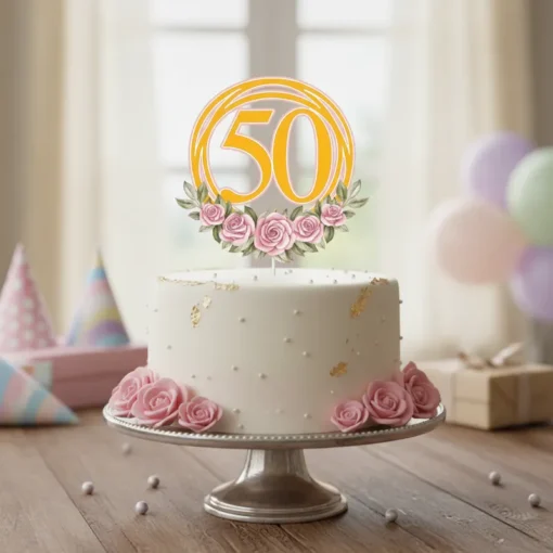 Cake Topper Flores con edad Cake Topper Flores con edad