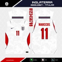 Plantillas Jersey Inglaterra 2026.2027 + Tipografía