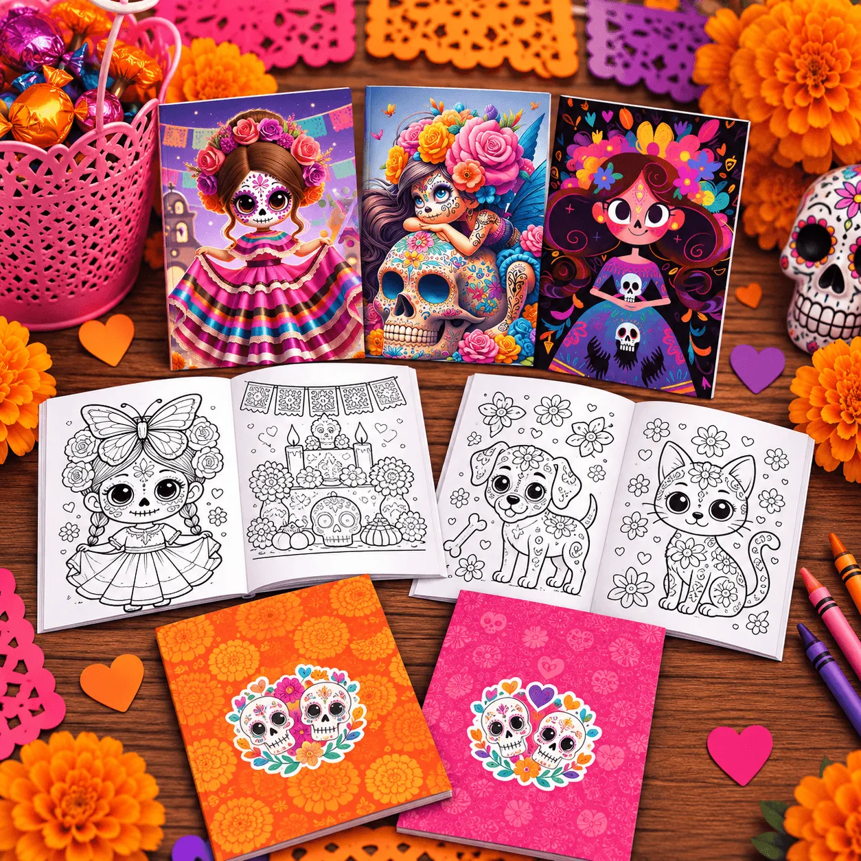 Libritos para colorear Día de Muertos