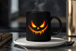 Una visión alternativa de Flaming Pumpkin Face Halloween PNG