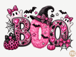 Pink BOO Halloween PNG, Cute Girly Ghost