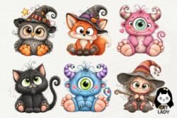 Una visión alternativa de Cute Halloween Spooky Characters Clipart