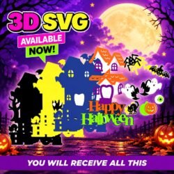 Una visión alternativa de Halloween Haunted House Topper 3D SVG