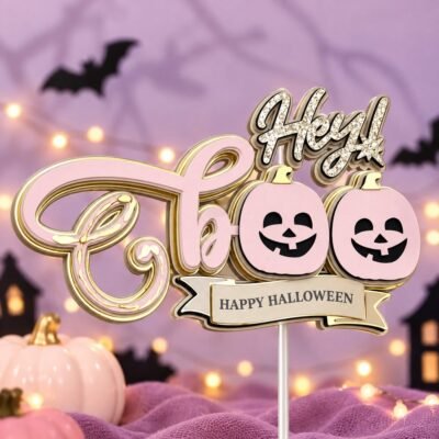 Hey Boo Happy Halloween Cake Topper SVG